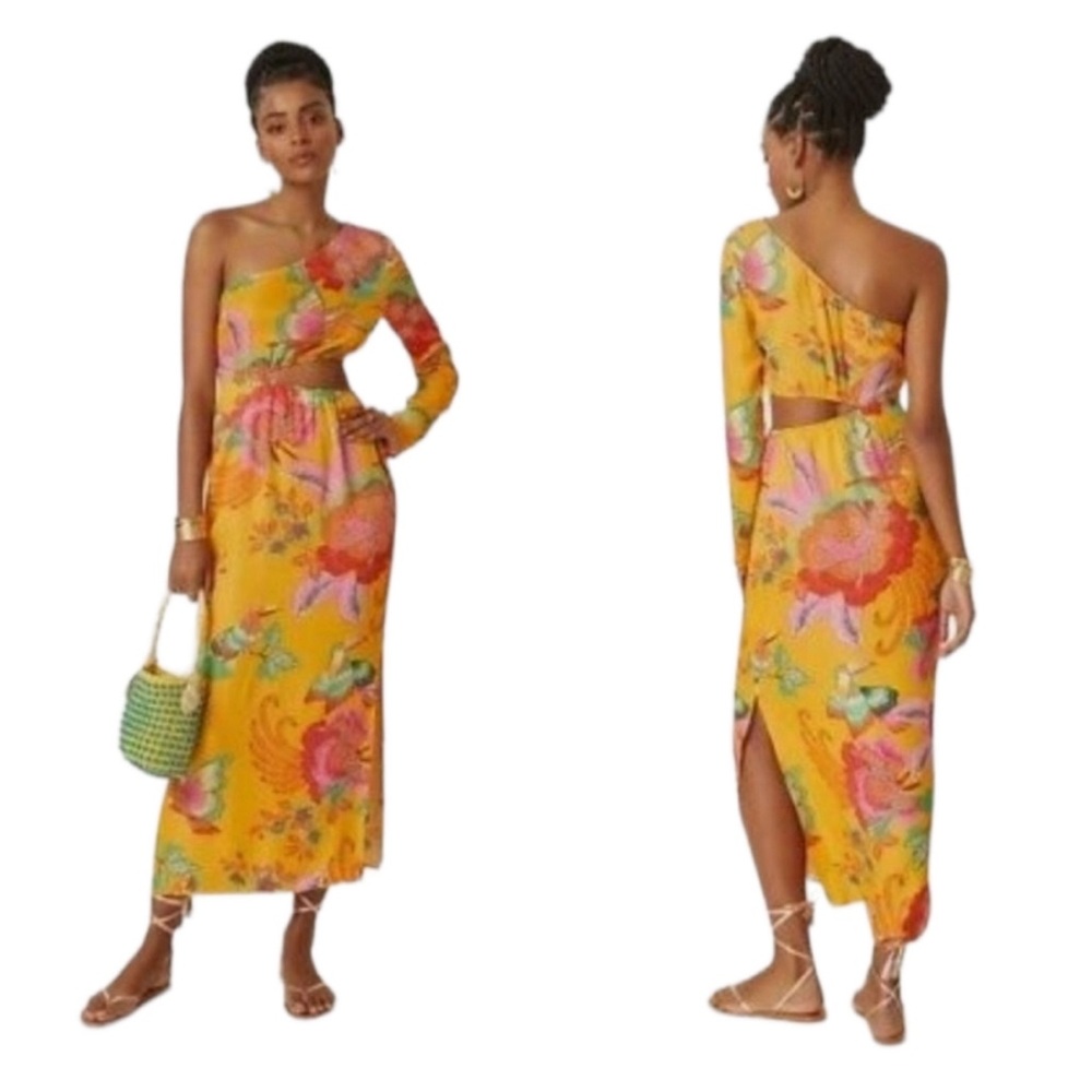 NWT farm rio one shoulder cut out midi dress from Anthropologie size small
